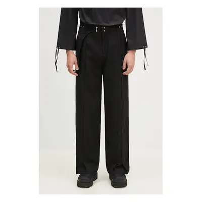 Vlněné kalhoty Andersson Bell Soe Twill Wool Wrap Trousers černá barva, jednoduché, apa754ml