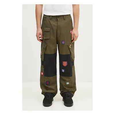 Bavlněné kalhoty Billionaire Boys Club Patch Cargo Pant zelená barva, jednoduché, B24315