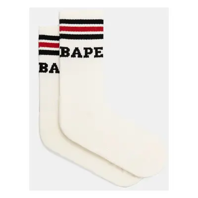 Ponožky A Bathing Ape Bape Stripe pánské, béžová barva, 1K80184003