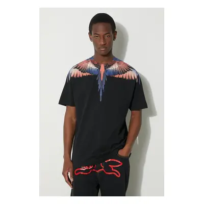 Bavlněné tričko Marcelo Burlon Icon Wings Basic černá barva, s potiskem, CMAA056S24JER0011026