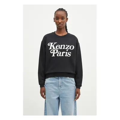 Bavlněná mikina Kenzo by Verdy Regular Sweatshirt dámská, černá barva, s potiskem, FE52SW1274MF.