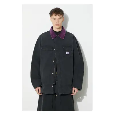 Džínová bunda Needles Lumberjack Coat pánská, černá barva, zimní, oversize, NS157