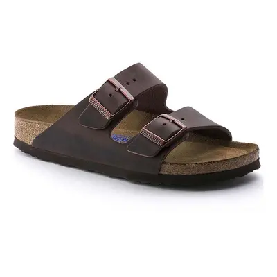 Kožené pantofle Birkenstock Arizona pánské, hnědá barva