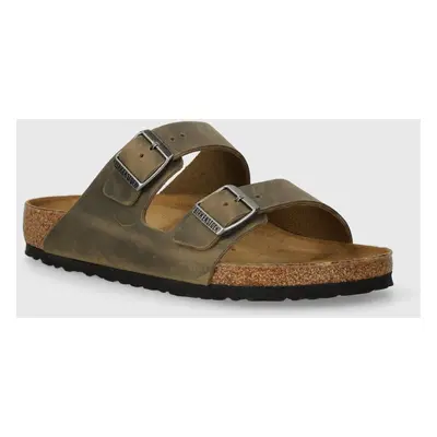 Nubukové pantofle Birkenstock Arizona zelená barva, 1027022