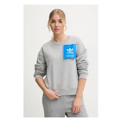 Bavlněná mikina adidas Originals x Ksenia Schneider dámská, šedá barva, s aplikací, IW5666