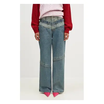 Džíny Andersson Bell Layered Wide-Leg Jeans dámské, modrá barva, apa740ml