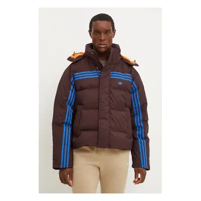 Péřová bunda adidas Originals Prem Puffer Jacket pánská, hnědá barva, zimní, JL9556