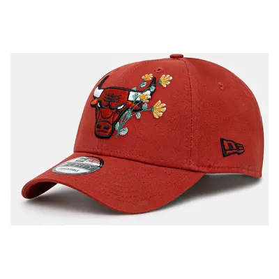 Bavlněná baseballová čepice New Era FLOWER ICON 9FORTY® CHICAGO BULLS červená barva, s aplikací,