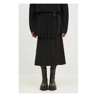 Vlněná sukně Andersson Bell Double Pleated Wrap Skirt černá barva, mini, apa772w