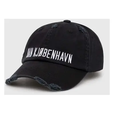 Bavlněná baseballová čepice Han Kjøbenhavn Distressed Signature Cap černá barva, s aplikací, A-1