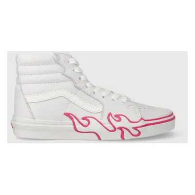 Kožené kecky Vans SK8-HI Flame dámské, bílá barva, VN0005UJYU21