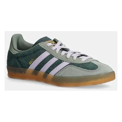 Semišové sneakers boty adidas Originals Gazelle Indoor zelená barva, JI0323