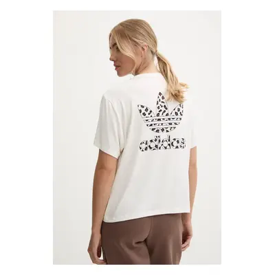 Tričko adidas Originals Trefoil Tee Leopard béžová barva, IW8483