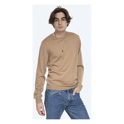 Vlněný svetr A.P.C. Pull King WVAWM-H23628 BEIGE pánský, béžová barva, lehký