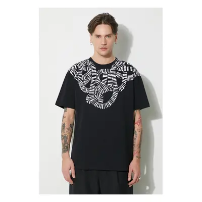 Bavlněné tričko Marcelo Burlon Snake Wings Basic černá barva, s potiskem, CMAA056C99JER0031001