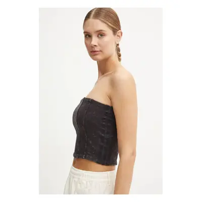 Top adidas Originals Wash Corset dámský, černá barva, cold shoulder, IW5570