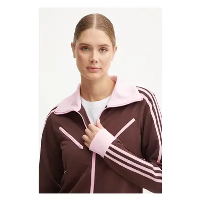 Mikina adidas Originals Montreal Tracktop dámská, hnědá barva, vzorovaná, JL9629