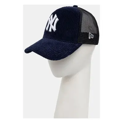 Manšestrová kšiltovka New Era CORD TRUCKER NEW YORK YANKEES tmavomodrá barva, s aplikací, 605655