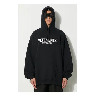 Mikina VETEMENTS Limited Edition Logo Hoodie černá barva, s kapucí, s potiskem, UE64HD600B