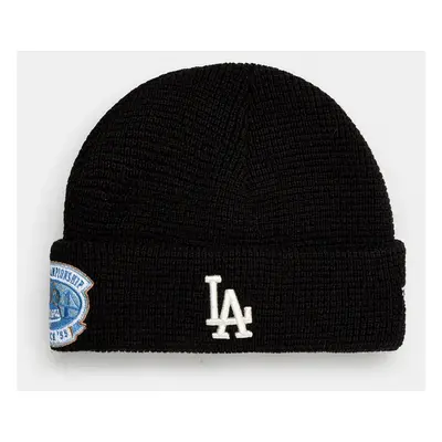 Čepice New Era SHORT CUFF BEANIE LOS ANGELES DODGERS černá barva, 60565433