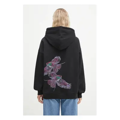 Mikina Y-3 Graphic Hoodie černá barva, s kapucí, s potiskem, IX0403