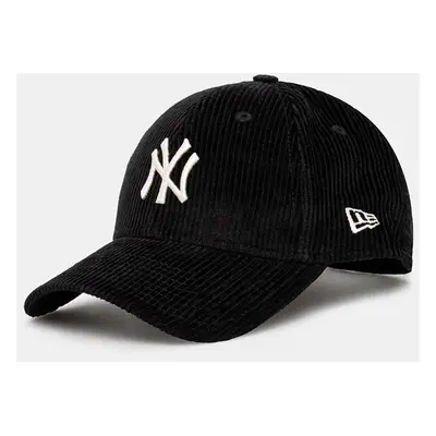 Bavlněná baseballová čepice New Era CORD 9FORTY® NEW YORK YANKEES černá barva, s aplikací, 60565