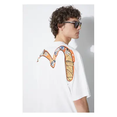 Bavlněné tričko Evisu Multi-Hanafuda Patches Daicock Printed SS Tee bílá barva, s potiskem, 2ESH