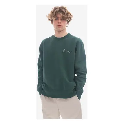 Bavlněná mikina Norse Projects Arne Chain Stitch Logo N20-1347 8112 pánská, zelená barva, hladká