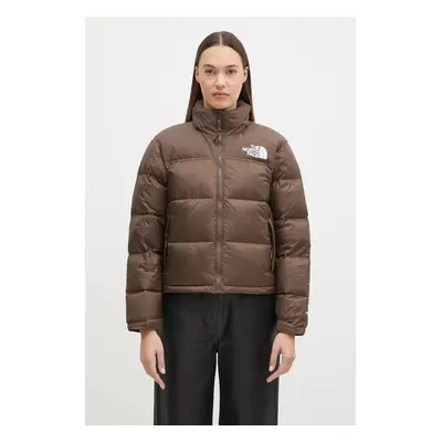 Péřová bunda The North Face 1996 Retro Nuptse dámská, hnědá barva, zimní, NF0A3XEO1OI1