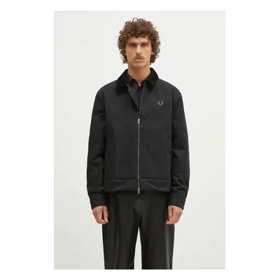 Bunda Fred Perry The Caban Jacket pánská, černá barva, přechodná, oversize, J8535.102