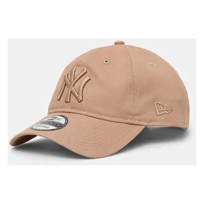 Bavlněná baseballová čepice New Era ESS 9TWENTY® NEW YORK YANKEES hnědá barva, s aplikací, 60565