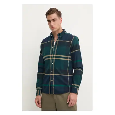 Bavlněná košile Barbour béžová barva, slim, s límečkem button-down