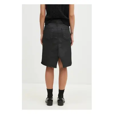 Džínová sukně Rick Owens Slivered Skirt černá barva, mini, áčková, DS02D2340.SBW