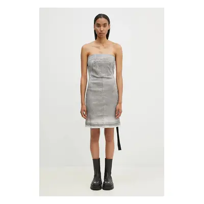 Šaty Rick Owens Splintered Denim Bustier šedá barva, mini, DS02D2501.HSCF