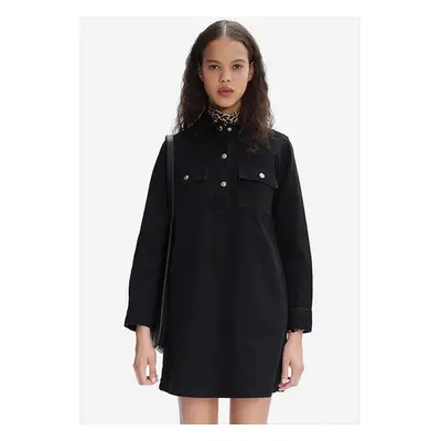 Džínové šaty A.P.C. Robe Mia COFBV-F05878 BLACK WASHED černá barva, mini