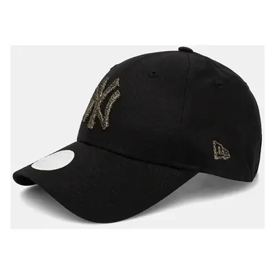 Bavlněná baseballová čepice New Era 9FORTY® NEW YORK YANKEES černá barva, s aplikací, 60565245