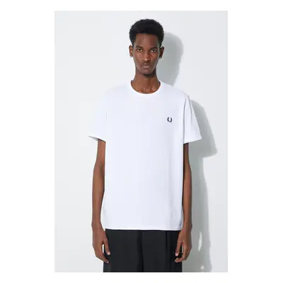 Bavlněné tričko Fred Perry Ringer T-Shirt bílá barva, s aplikací, M3519.100