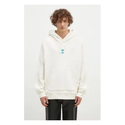 Bavlněná mikina adidas Originals RLN LNKS Hoodie pánská, béžová barva, s kapucí, s aplikací, IT0