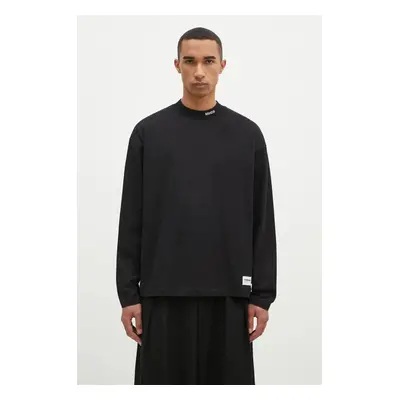 Bavlněné tričko s dlouhým rukávem NEIGHBORHOOD ClaSSic Mockneck Longsleeve černá barva, 242FPNH.