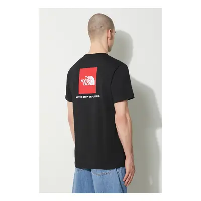 Bavlněné tričko The North Face M S/S Redbox Tee černá barva, s potiskem, NF0A87NPJK31