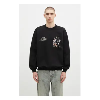 Bavlněná mikina Represent Hermes Sweater pánská, černá barva, s potiskem, MLM4597.001