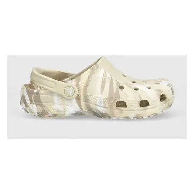 Pantofle Crocs Classic Marbled Clog dámské, béžová barva, 206867, 206867.2Y3-2Y3