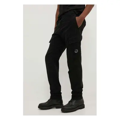 Kalhoty C.P. Company STRETCH SATEEN CARGO PANTS pánské, černá barva, ve střihu cargo, 15CMPA186A