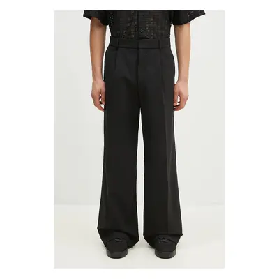 Vlněné kalhoty 032C Wide Leg Suit Trousers černá barva, jednoduché, F24-MRW-0903-300