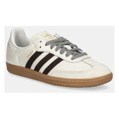 Kožené sneakers boty adidas Originals Samba OG béžová barva, JS3181