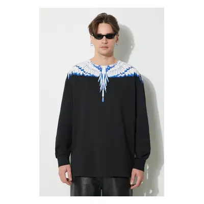 Bavlněné tričko s dlouhým rukávem Marcelo Burlon Icon Wings Regular černá barva, s potiskem, CMA