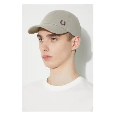 Bavlněná baseballová čepice Fred Perry Pique Classic Cap šedá barva, s aplikací, HW6726.U84