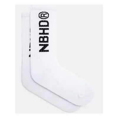 Ponožky NEIGHBORHOOD Nbhd Logo Socks pánské, bílá barva, 242WINH.UWM02