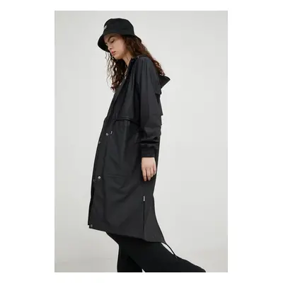 Nepromokavá bunda Rains 18550 String Parka dámská, černá barva, přechodná