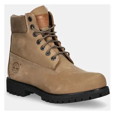 Nubukové turistické boty Timberland Premium 6IN Lace Waterproof Boot béžová barva, TB0A2P6WEN31